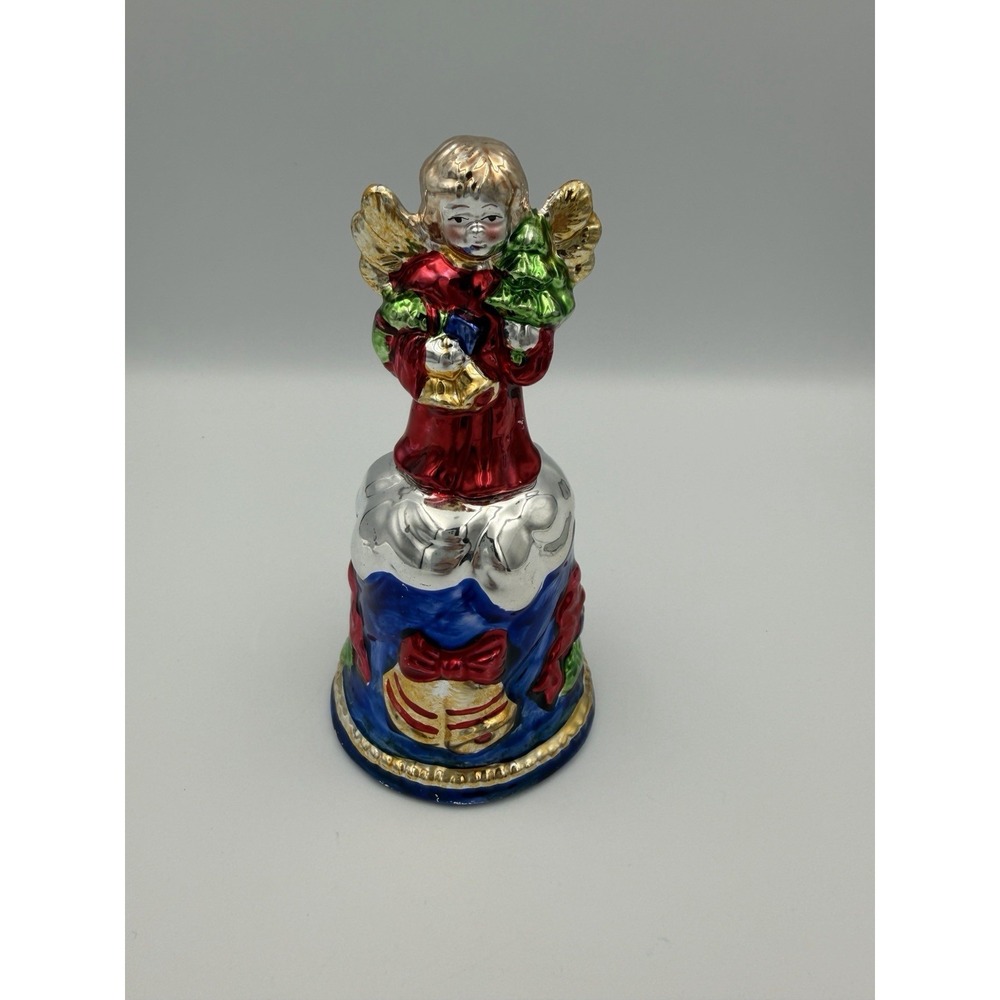 Vintage Angel Christmas Bell Mercury Glass Approximately 6"